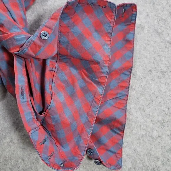 Ariat Kirby Stretch Women XL Fitted Red (Pinkish) Blue Gingham Long Sleeve Shirt - Picture 9 of 12